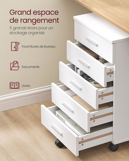 Office Storage Drawer with Wheels & Drawers Λευκό Χρώμα L40xW42xH65.7cm