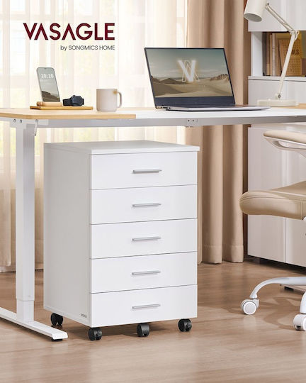 Office Storage Drawer with Wheels & Drawers Λευκό Χρώμα L40xW42xH65.7cm