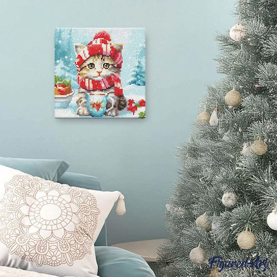 Kitten Red Scarf Diamond Painting 25x25 Cm