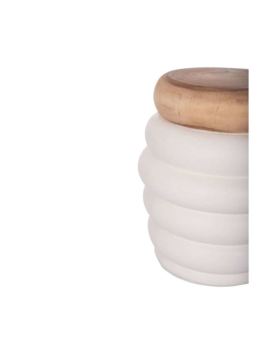 Round Side Table White Teak Wood M45xL45xH46cm