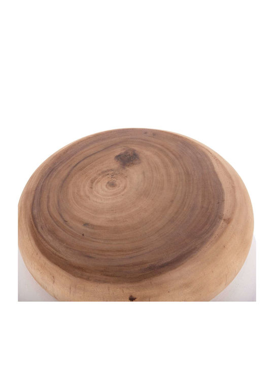 Round Side Table White Teak Wood M45xL45xH46cm