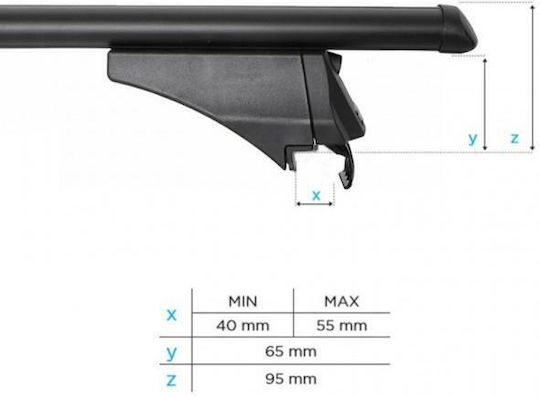 Menabo Aluminum Car Roof Bars Tiger Black 118.5 Cm Black Color Bmw Serie 3 F31 Touring 5 Doors 2012>2015 2015>2018 Flush Or Raised Rails 2 Pieces 8590/mb Menabo Mp.8590/mb-10