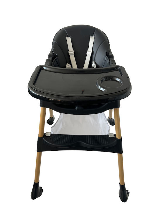 ForAll Bebe Foldable Baby Highchair 4 in 1 with Adjustable Height Black