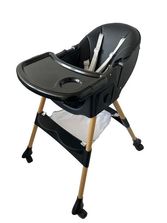 ForAll Bebe Foldable Baby Highchair 4 in 1 with Adjustable Height Black