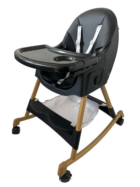 ForAll Bebe Foldable Baby Highchair 4 in 1 with Adjustable Height Black