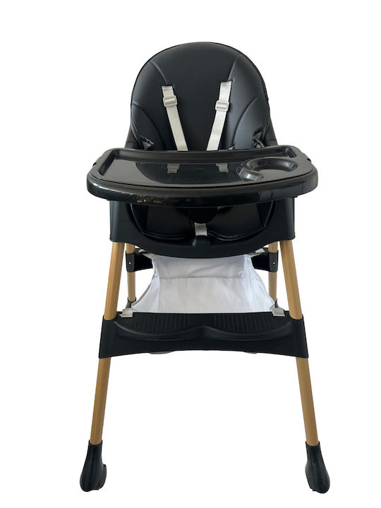ForAll Bebe Foldable Baby Highchair 4 in 1 with Adjustable Height Black