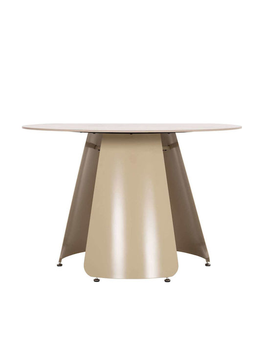 Round Table Dining Room with Ceramic Surface Cream 120x120x78cm
