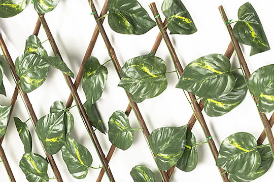Artificial Fence Wooden Frame Green Leaves Expandable 100x190cm