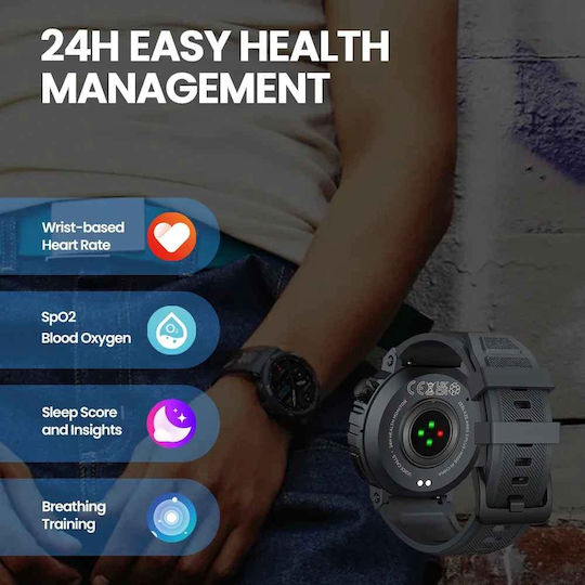 Zeblaze Ares 3 Plus 45мм Смартчасовник с Пулсомер (Червен)
