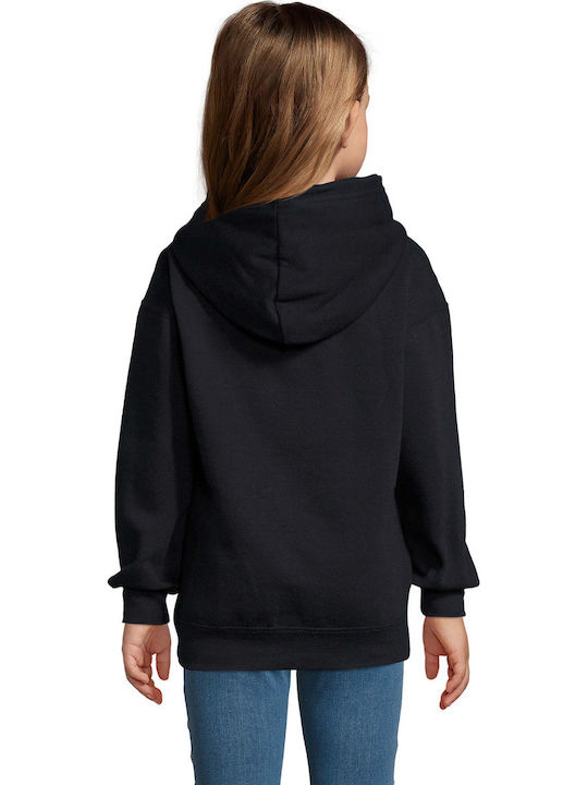 Fleece Παιδικό Φούτερ με Κουκούλα και Τσέπες Navy Μπλε