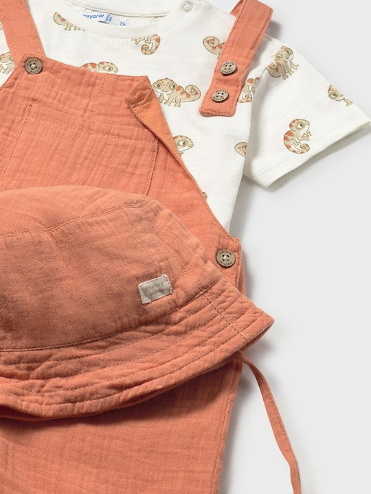 Kids Set With Dungarees Summer 3 Pieces Orange