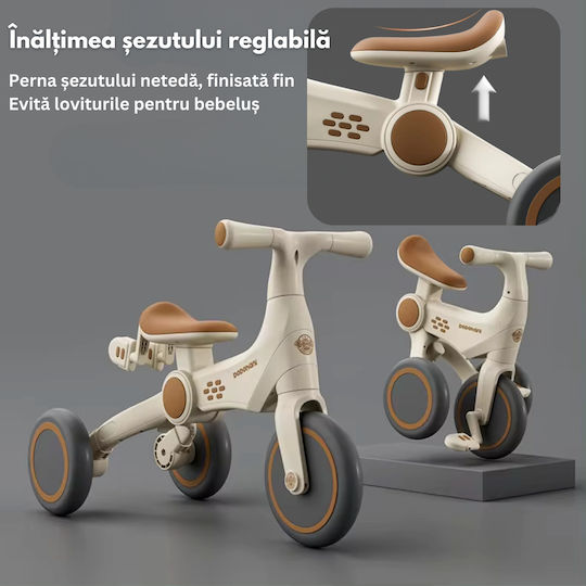 Inco Tricicletă Pentru Copii Cu Mâner Pentru Părinți Pentru 2-6 Ani Albă