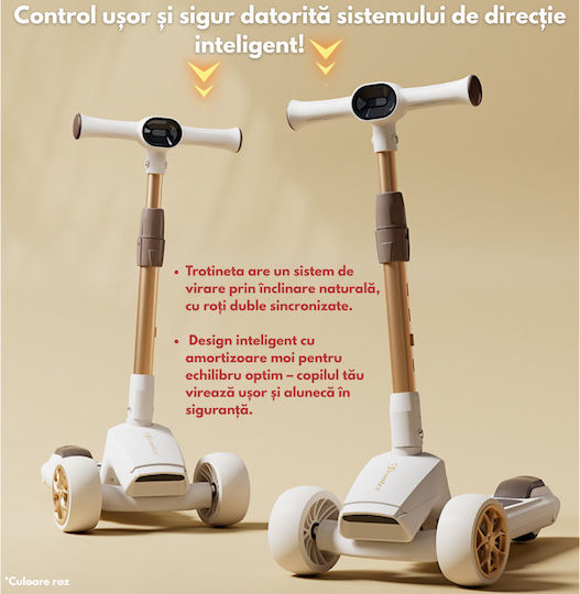 Qova Kinderroller Klappbar 3-Rad für 3+ Jahre Beige