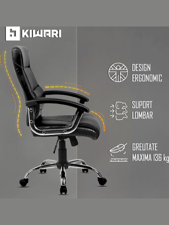 Reclining Office Chair with Fixed Arms Black