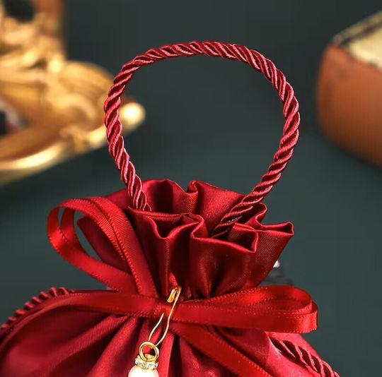 By Queen Luxury Gift Pouch Red Pearl Σατέν Πουγκί