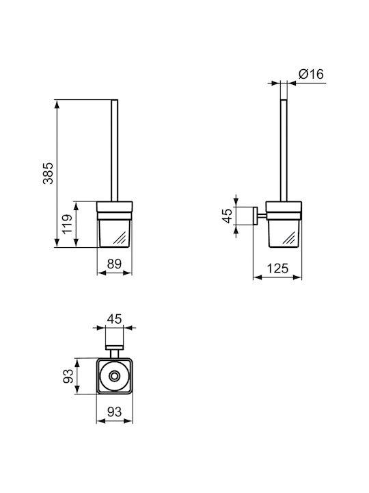 Ideal Standard Iom Square E2194AA Glas Badezimmer Toilettenbürste Weiß