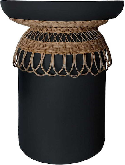 Prilep Rund Tisch Speisesaal aus Zement Black Velvet-Black Metal 60x60x76cm