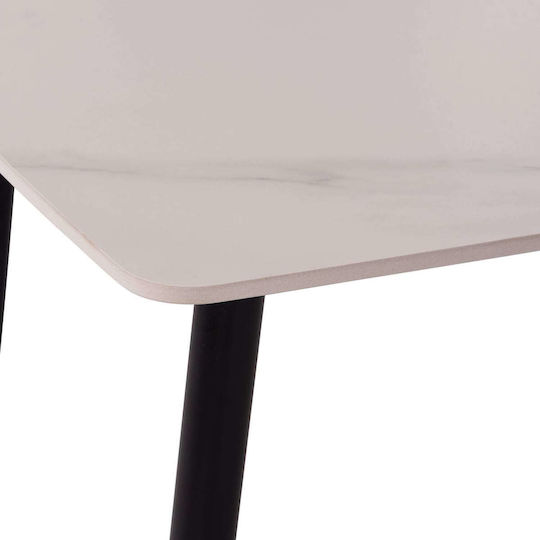 Masă Sala de mese White Marble, Black 160x80x74buc
