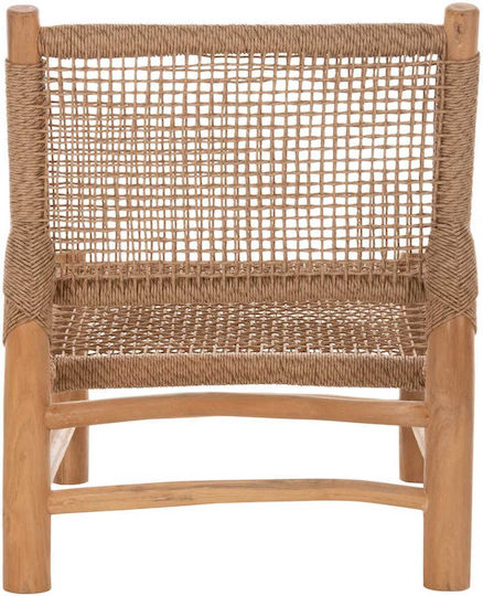 Fotoliu De Exterior Din Lemn Rattan Natural Și Sintetic 63x77x77cm