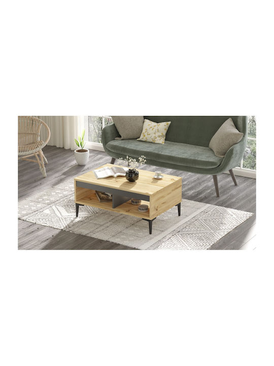 Viana Central Coffee Table in Solid Wood Felt/Charcoal M90xP60xH40.6cm