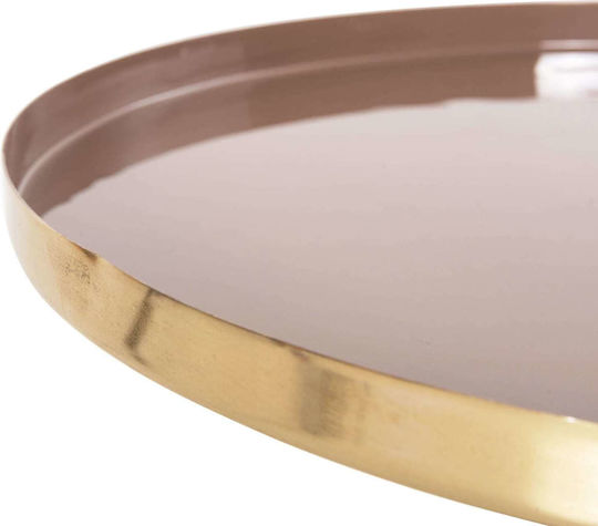 Masă Laterală Rotundă Metalică Roz-Bej M46xL46xÎ46.5cm