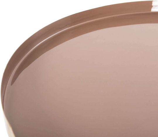 Masă Laterală Rotundă Metalică Roz-Bej M46xL46xÎ46.5cm