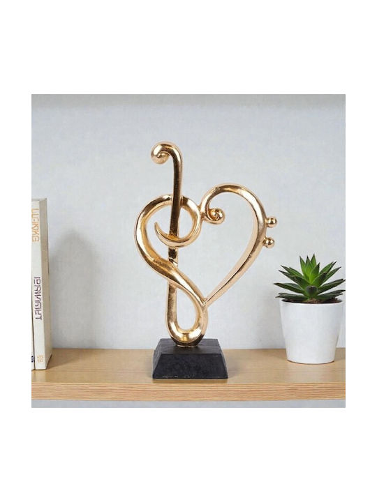 Dekorative Skulptur Herz Musiknote Gold & Schwarz 16x7x25,5cm 14052 752-27183
