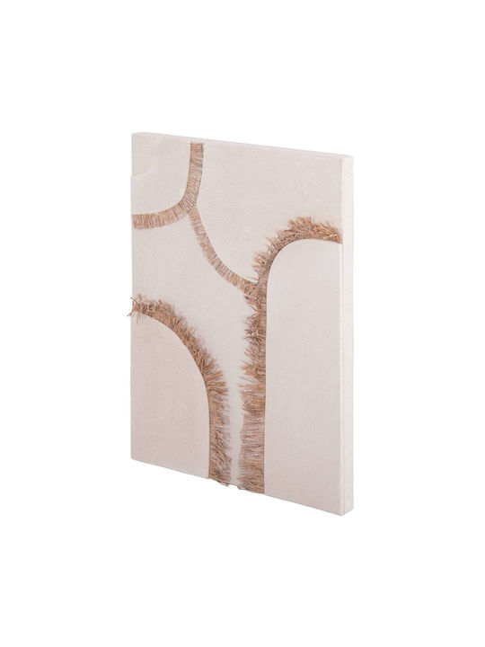 Rectangular Painting Fb94532 MDF Off-White Color - Beige Decoration 60x4.5 Thickness X80cm