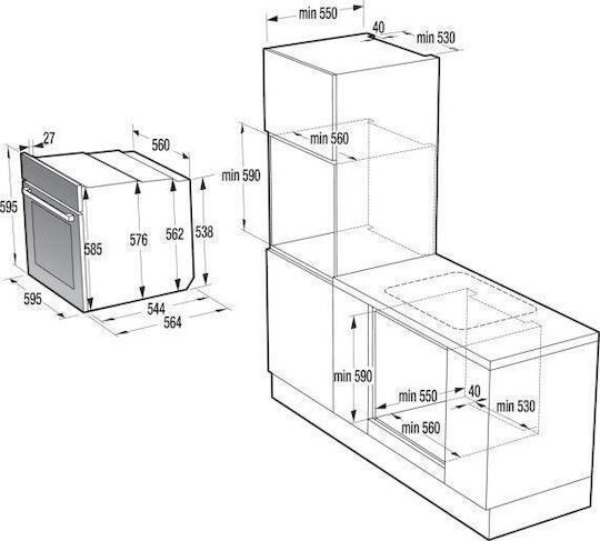 Gorenje Φούρνος άνω Πάγκου 77lt Π59.5εκ. Μαύρος