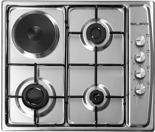 Silifo Gaskochfeld Autonom Edelstahl 58.5x50εκ. Silber