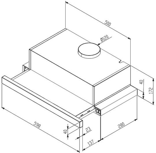 Celect Schiebbarer Dunstabzug 60cm Inox