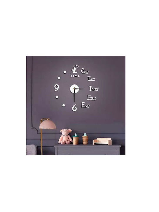 Factory 3D Wall Clock Sticker Metallic Silver Ø120cm