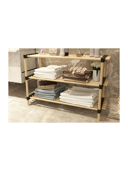 Suport pentru pantofi cu 3 Rafturi Bej L76xW28xH52cm