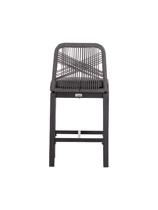 Barhocker mittlere Höhe Fb95791.23 Schwarz Aluminium--Graues Seil 47.5x55x94.5cm