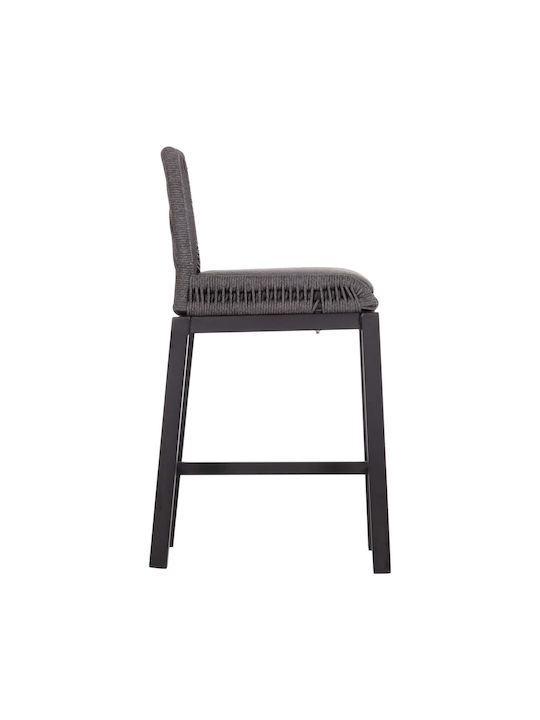 Barhocker mittlere Höhe Fb95791.23 Schwarz Aluminium--Graues Seil 47.5x55x94.5cm
