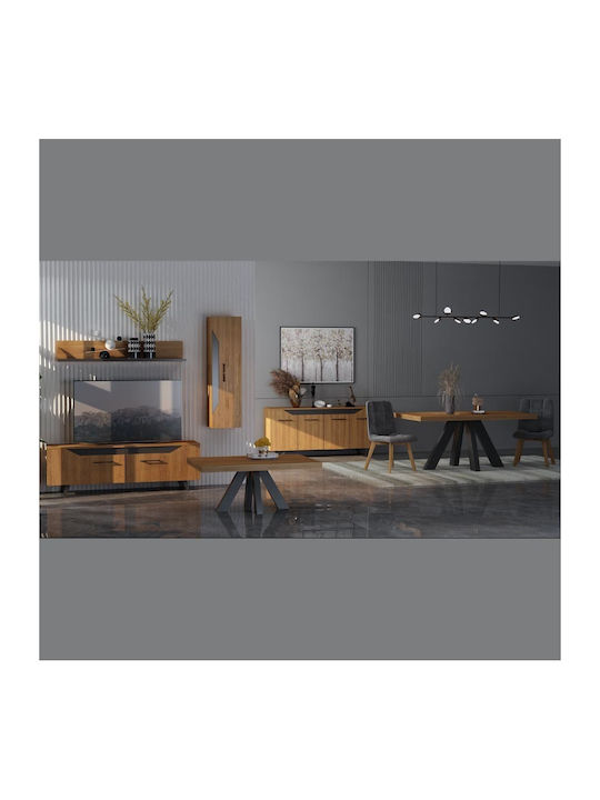 Jakarta Wand Wohnzimmer Vitrine aus Spanplatte Oaks 35x32x130cm