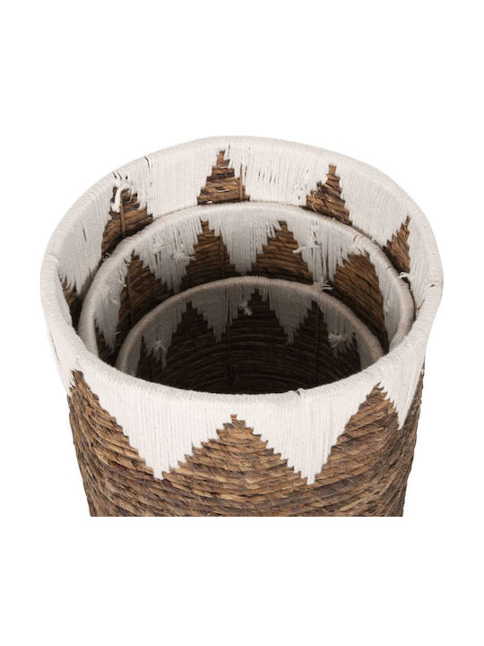Freebox Set of Decorative Baskets Straw with Handles White 33x33cm 3pcs
