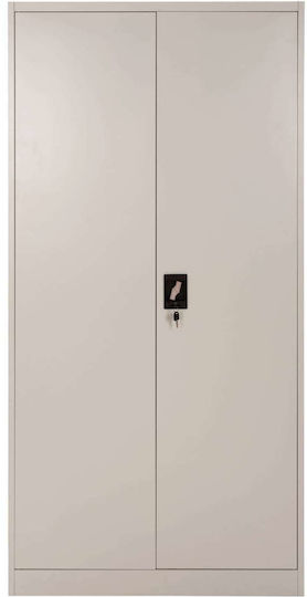 Double Door Wardrobe Metallic with Divider & 3 Shelves Light Grey 90x45x180cm