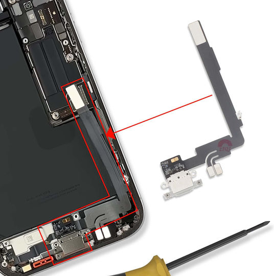 Avizar Charging Connector Iphone 16 Pro Max Usb-c Port Microphone Repair White
