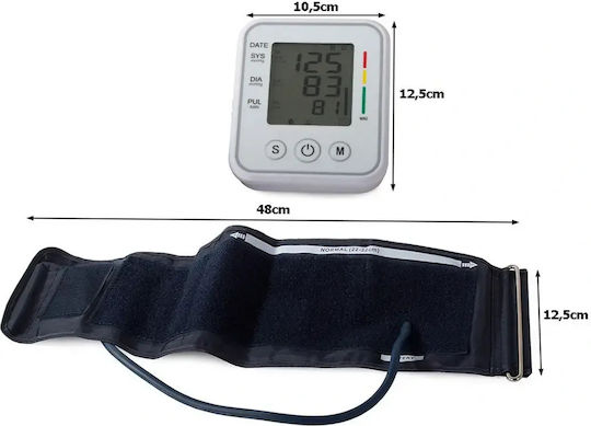 Electronic Arm Blood Pressure Monitor Case LCD Screen White 10.5x12.5 Cm Aria Trade