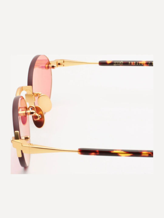 Gast Unisex Sunglasses with Gold Metal Frame and Pink Lens UA01