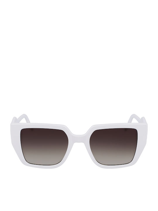 Karl Lagerfeld Women's Sunglasses with White Plastic Frame and Brown Gradient Lens KL6098S-105