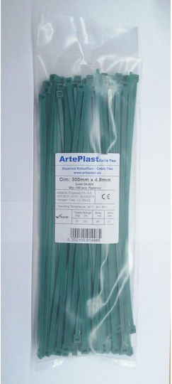 Cable Ties Plastic 300mmx4.8mm In Green Colour 100pcs