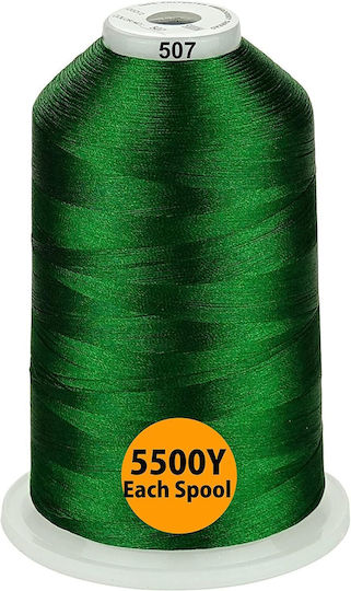 Embroidery Thread Set 3 Spools 5000 M Shades Green
