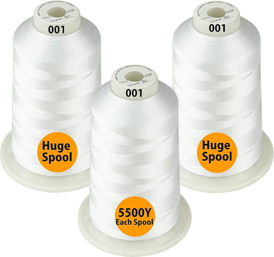 Set Fire De Broderie 3 Bobine 5000 M Culoare Albă