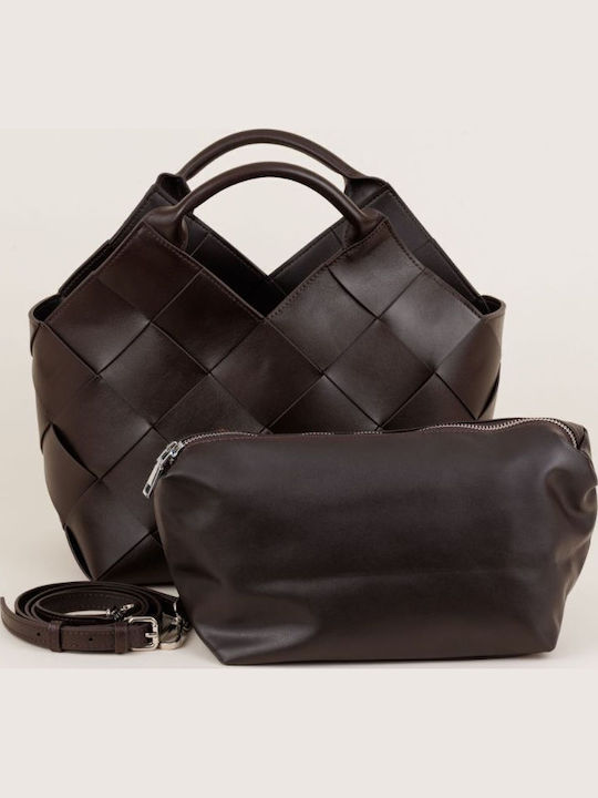 Set Leather Women's Bag Shoulder Brown