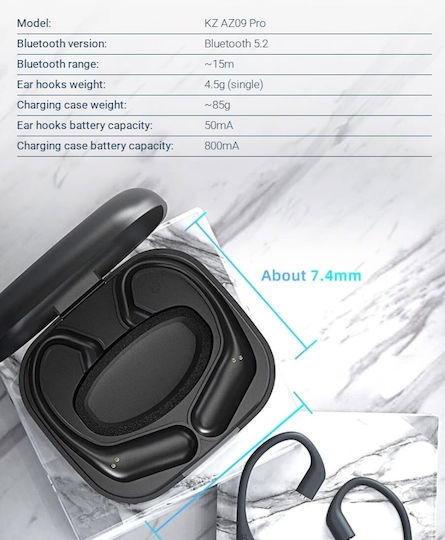 Kz Az09 Pro Tws Hd Bluetooth 5.2 Qcc3040 Ear Hooks Wireless Receiver Headphones Kz