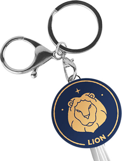 Yello Koko Cable Usb 3 In 1 Micro-usb Usb-c Lightning Design Astrology Leo Keyring White