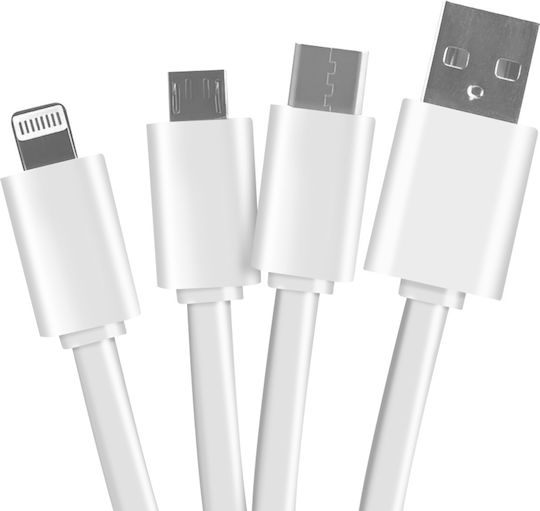 Yello Koko 3-in-1 Mehrere Anschlusskabel Micro-usb Usb-c Blitzschlag Design Aries Schlüsselanhänger Weiß