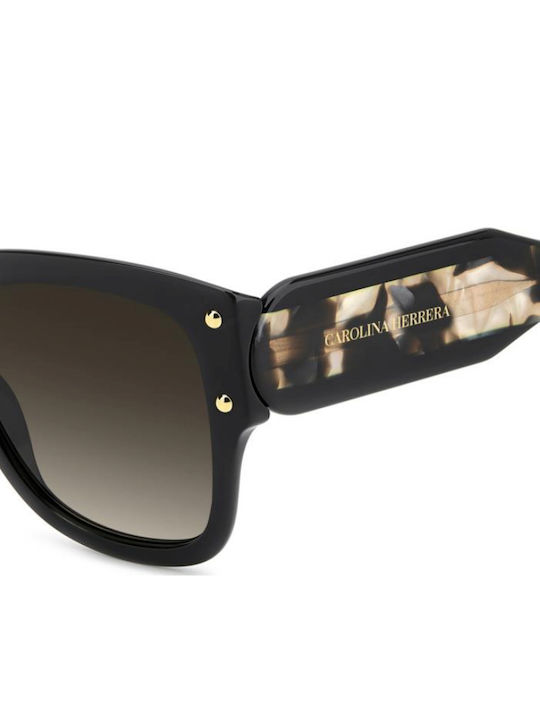Carolina Herrera Unisex Sunglasses with Black Horn-Rimmed Frame and Grey Gradient Lenses HER 0366/S 807/HA